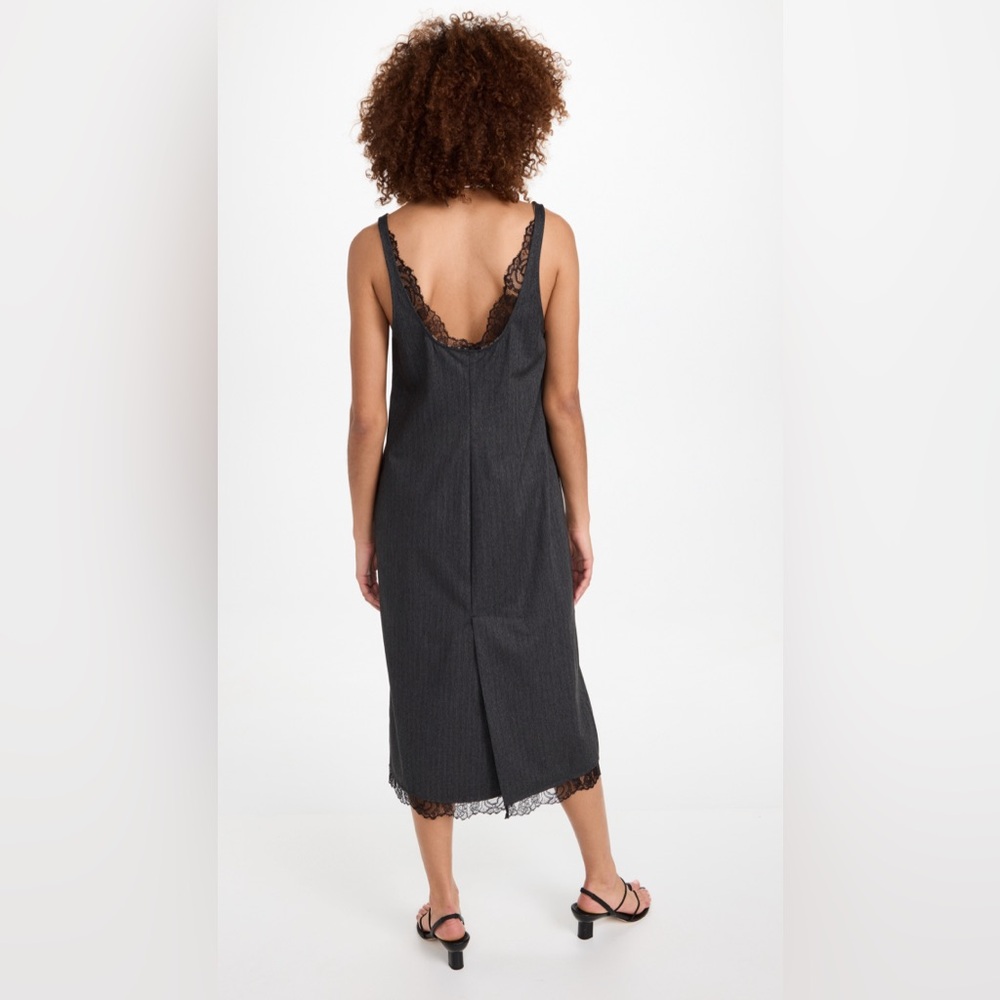 NWOT Ganni Drapey suiting u-neck midi dress SZ 32 - Picture 2 of 6